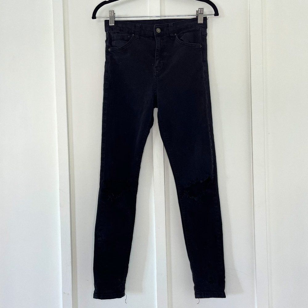 Topshop Mom Jeans In Washed Black 26x27"